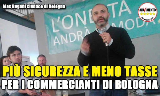 Max Bugani con i commercianti di Bologna: via la delirium tax
