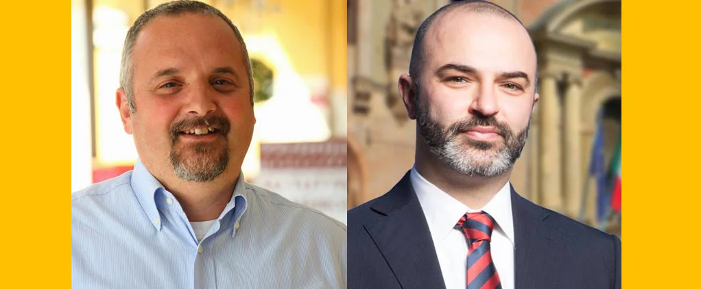 David Borrelli e Max Bugani nell'associazione Rousseau