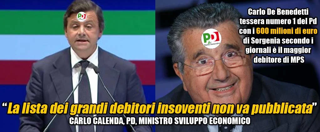 I grandi debitori di MPS non pagano, Calenda fa il palo