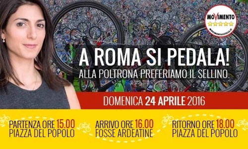 A Roma si pedala con #VirginiaRaggiSindaco
