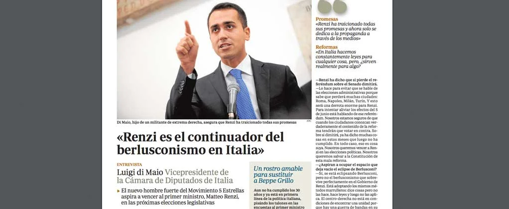 Luigi Di Maio intervistato dal giornale spagnolo ABC