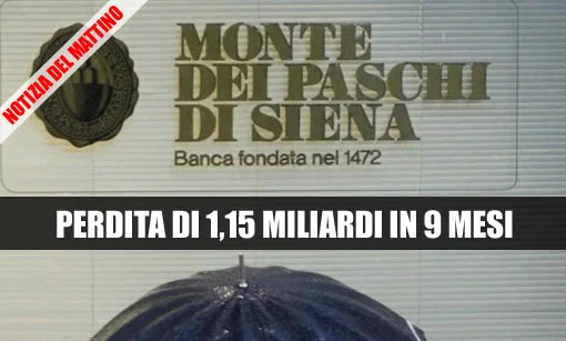 Monte dei Paschi: rosso da 1,15 miliardi nei primi nove mesi del 2014