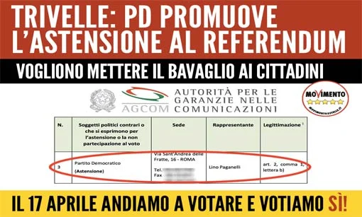 #PdTrivellaDemocrazia e invita all'astensione dal voto