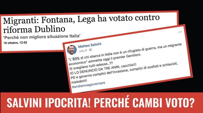 #SalviniIpocrita cambia voto per compiacere a Merkel e Berlusconi
