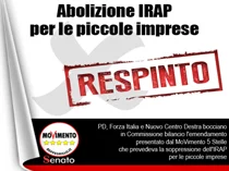 Forza Italia e pdmenoelle insieme per l'IRAP