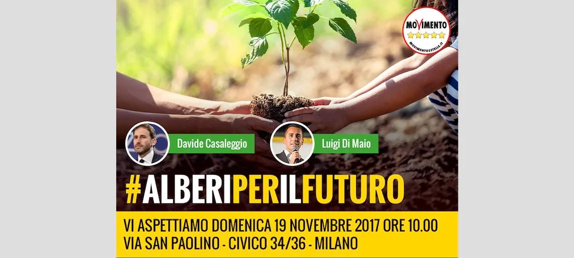 Domenica piantiamo gli #AlberiPerIlFuturo anche a Milano con Luigi Di Maio e Davide Casaleggio