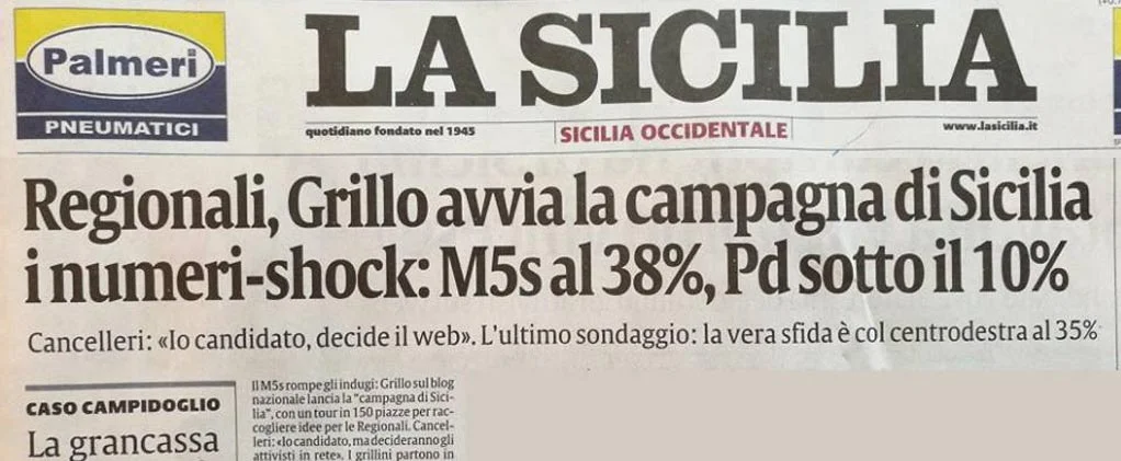 Oggi Sicilia, domani Italia: M5S al 38%, Pd sotto il 10