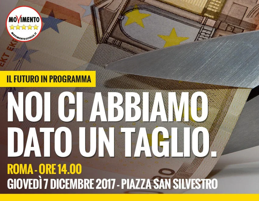 Il futuro in programma: via vitalizi e auto blu! Ci vediamo il 7 dicembre a Roma