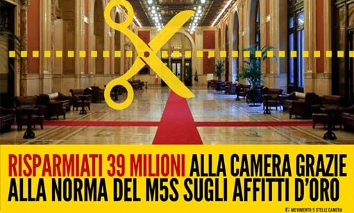 39 milioni di euro risparmiati grazie al M5S
