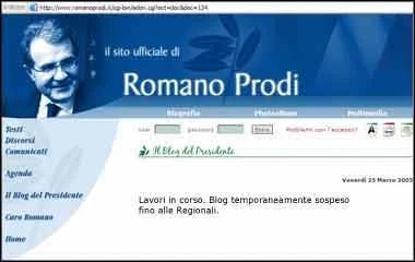 Il Blog di Prodi chiude i battenti per le Regionali