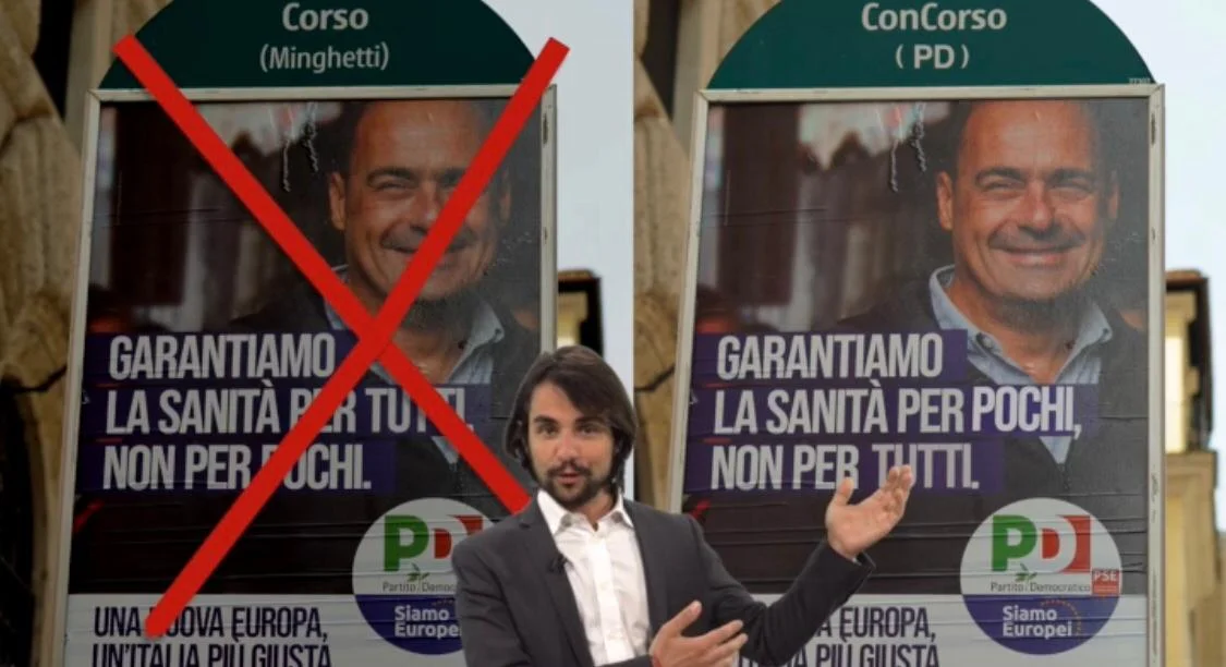 Sanità, l'errore di stampa nel cartello del PD