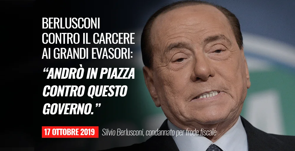 Berlusconi in piazza contro il carcere per i grandi evasori #IoStoConGliOnesti