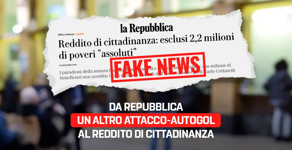 Da Repubblica un altro attacco-autogol al Reddito di Cittadinanza