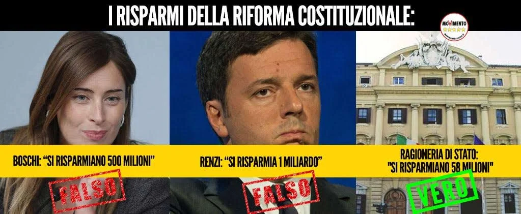 Due bugie sui risparmi della Schiforma Costituzionale #IoDicoNo