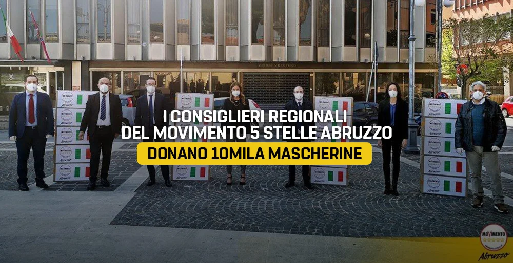 I consiglieri regionali del MoVimento 5 Stelle Abruzzo donano 10mila mascherine