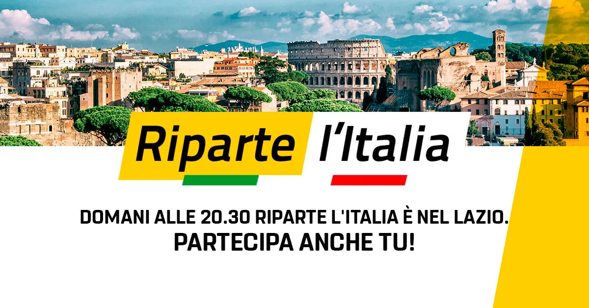 Domani alle 20:30 Riparte l'Italia è nel Lazio. Partecipa anche tu!